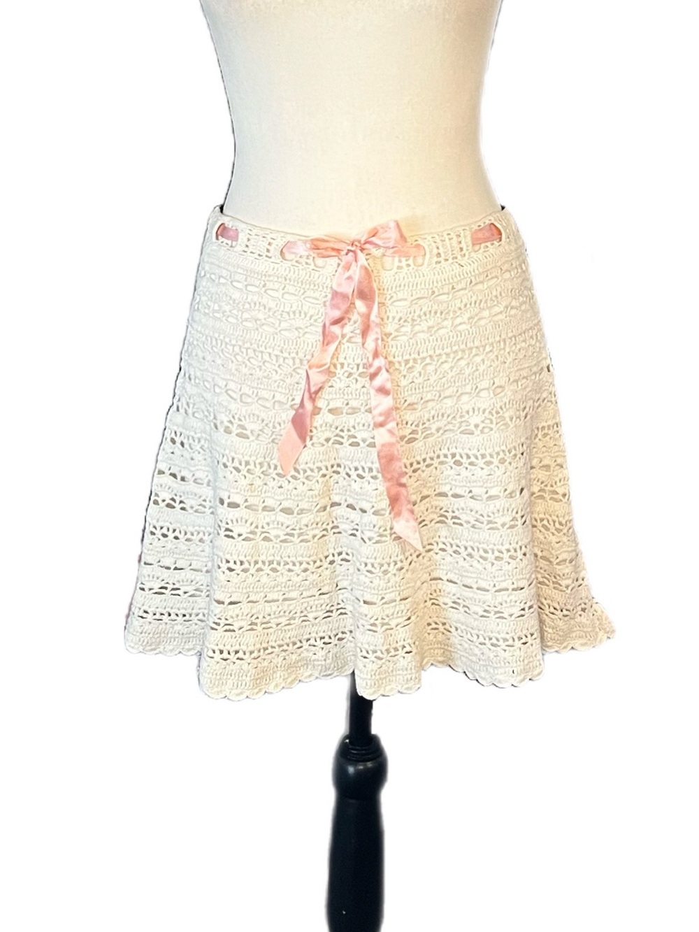 Vintage Betsey Johnson New York Crochet Ribbon Coquette Skirt
